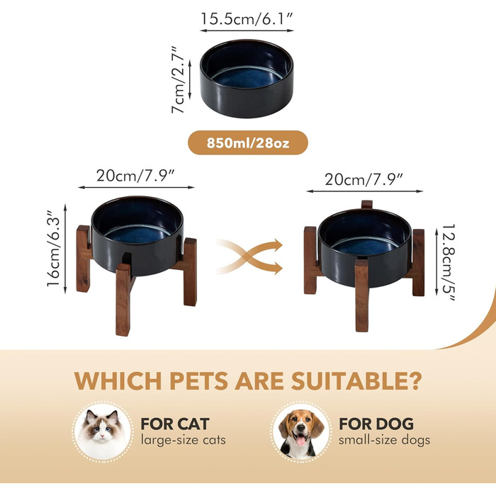 Керамічна годівниця та миска для води Havnina для собак маленьких порід, з неслизьким дном (800 мл, арктичний білий)