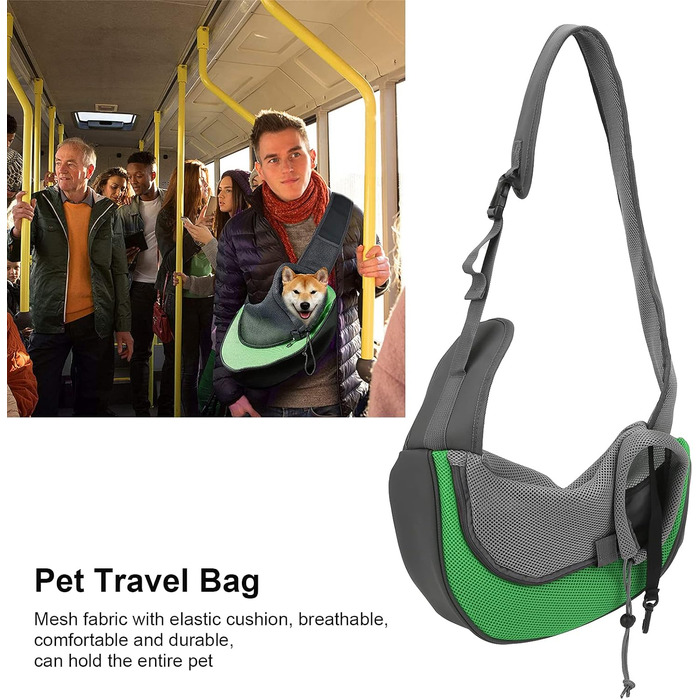 Сумка-переноска для тварин Natudeco, дихаюча сітчаста сумка через плече, сумка для собак, безпечна сумка з регульованим ременем для маленьких тварин, подорожі на відкритому повітрі (L)