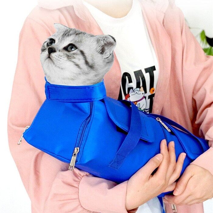 Транспортувальна сумка для собак та котів, дихаюча, з регулюванням, анти-подряпини та захист від укусів, для маленьких та середніх порід, блакитна