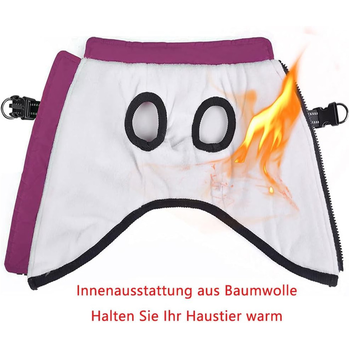 Водонепроникний теплий жилет для собак - теплий одяг для маленьких собак з D-порогом (фіолетовий, 2XL)