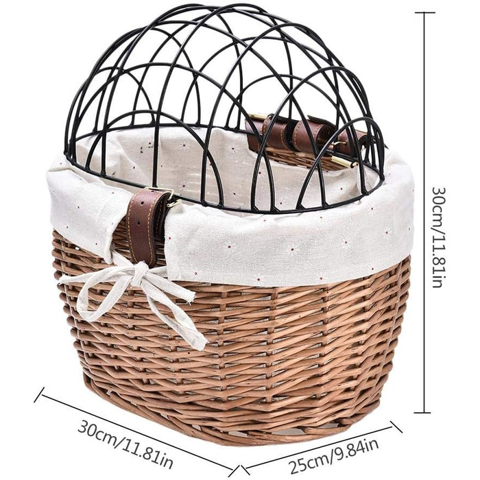 Плетенний велосипедний кошик для собак з металевим ґратом, кошик для перевезення тварин на багажник велосипеда, плетений кошик для собак