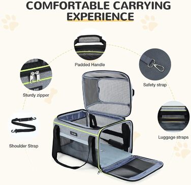 Трансформер для домашніх тварин Lekereise: переноска для котів та собак до 5,4 кг, TSA-сертифікована, сірого кольору