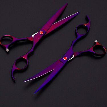 Набір професійних ножиць для грумінгу собак, титан-покриття, з ножицями для нігтів, фіолетовий