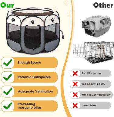 Складана переносна клітка-вольєр для собак та котів 74x74x43 см. Ідеально для цуценят, кроликів та інших дрібних тварин. Для дому та вулиці.