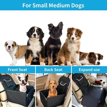 Автокрісло для собак Tamowa, чорне, для маленьких та середніх порід, на переднє та заднє сидіння, з ременем безпеки, водовідштовхувальне