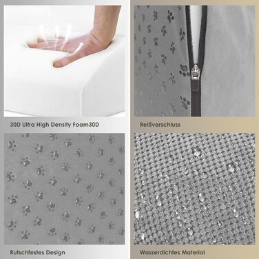 Сходинки для собак маленьких порід, 3 сходинки, водонепроникні, з високощільним губчастим матеріалом, знімні, для доступу до ліжка/софи, сірі.