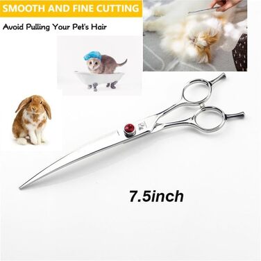 Професійна вигнута ножиця для грумінгу собак 9.0 дюймів - ножиці для собак та котів з ергономічною ручкою, з нержавіючої сталі 440C