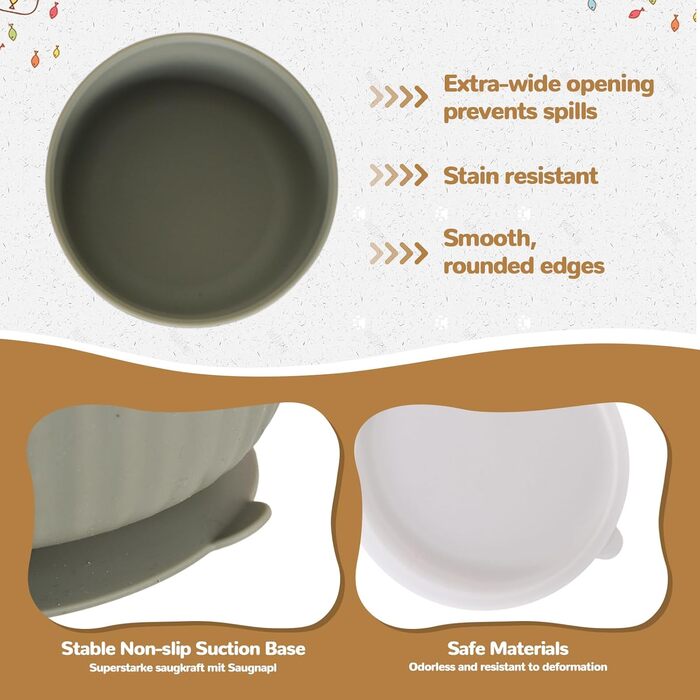 Набір мисок для котів та маленьких собак з силікону (3 шт) з кришками, неслизькі, для мікрохвильовки та посудомийної машини, смугастий дизайн