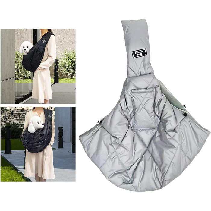 Сумка-переноска для собак та котів, зимова, з м'яким ременем, через плече, для маленьких тварин (Світло-сіра)