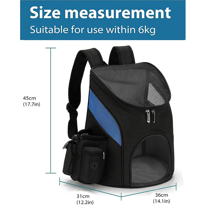 Сумка-переноска для котів та собак Lucang з блискавкою, відкривається зверху, з плечовим ременем, з двома кишенями, легка, розкладається, для перенесення тварин (чорний, червоний, чорний, синій)