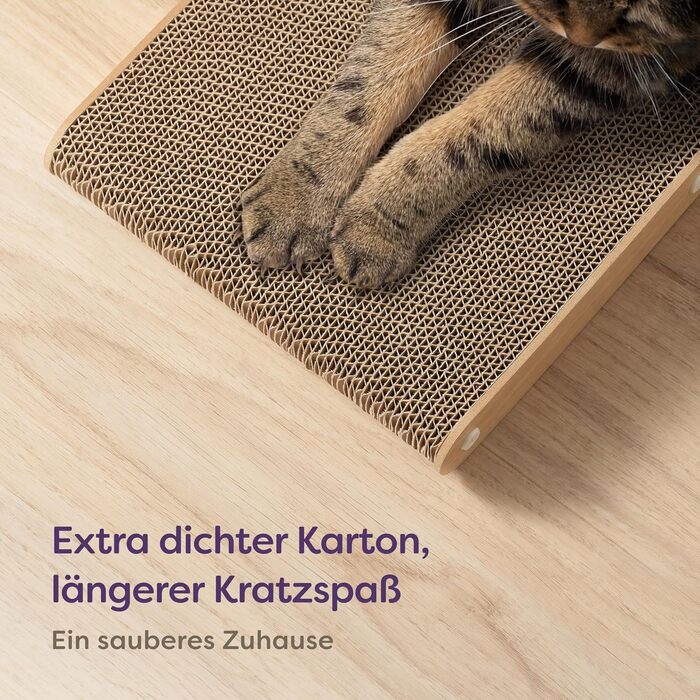 Кігтеточка для котів Knupis велика 68 см - міцна картонна кігтеточка для догляду за кігтями - до 2 років використання - легка збірка - поворотне L-подібне виконання - захист дивану та стін