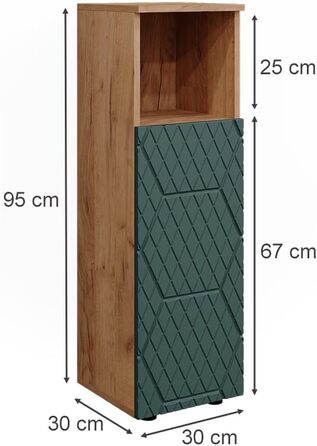 Пенал для ванної Vicco Irma, 30x95 см, зелений/дуб Goldkraft