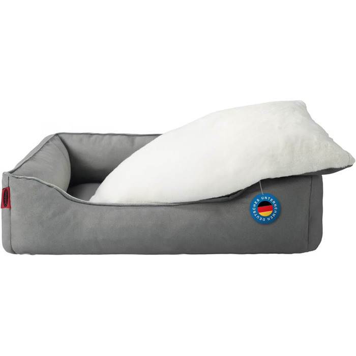 Крісло-ліжко для собак середніх та великих порід Zedelmaier, 90х68х19 см, з водонепроникним матрацом та стійким до подряпин кошиком, сірого кольору.
