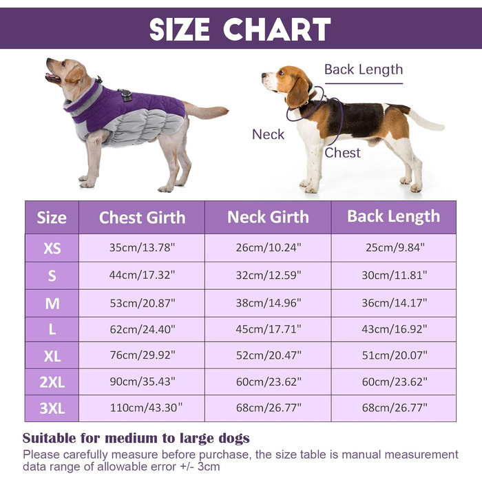 Водонепроникний собачий дощовик Lelepet, тепла зимова куртка для собак з шлейкою, світловідбиваючий костюм для снігу, теплий пуловер для собак маленьких, середніх та великих порід (L)