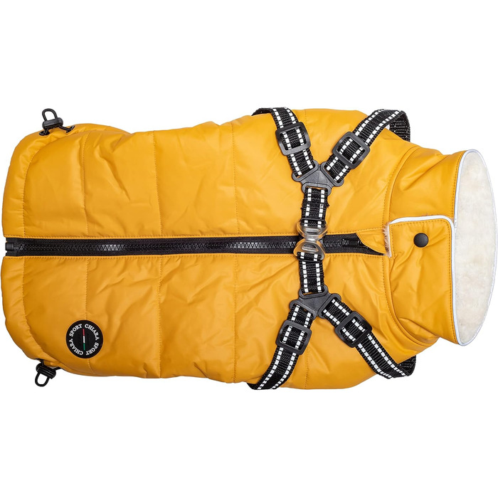 Зимова куртка для собак CHIARA Nick з шлейкою CHJ-2331DB-3 XL, розмір 3XL, поліестер, водовідштовхувана, вітронепроникна, індивідуально регульована, темно-жовта