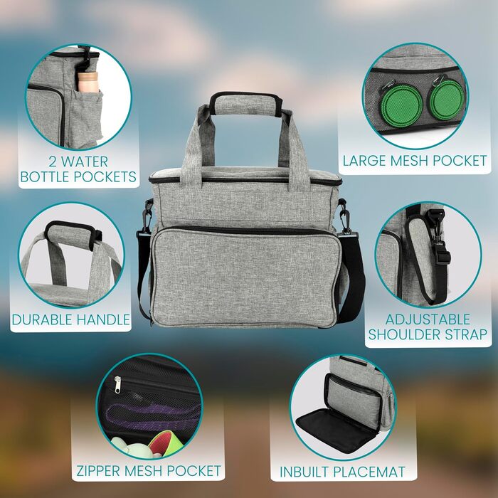 Сумка-переноска для собак BELLE VOUS - складаний миска для собак - сумка-переноска з багатьма кишенями - з контейнером для корму - сумка для аксесуарів для собак - рюкзак для собак - сумка для подорожей з собакою