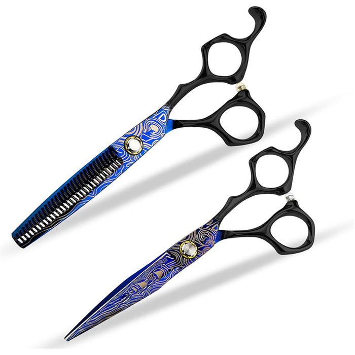 Набір ножиць для грумінгу собак 6 дюймів: прямі та розріджуючі ножиці для професійного догляду за шерстю. Ножиці для грумінгу домашніх тварин з регульованим гвинтом