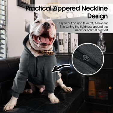 Світшот для великих собак Nanaki з капюшоном та кишенею, тепла флісова куртка для хлопчиків та дівчаток, підходить для Бульдога, зимовий одяг для собак, для дому та на вулицю (Сірий, X-Large)