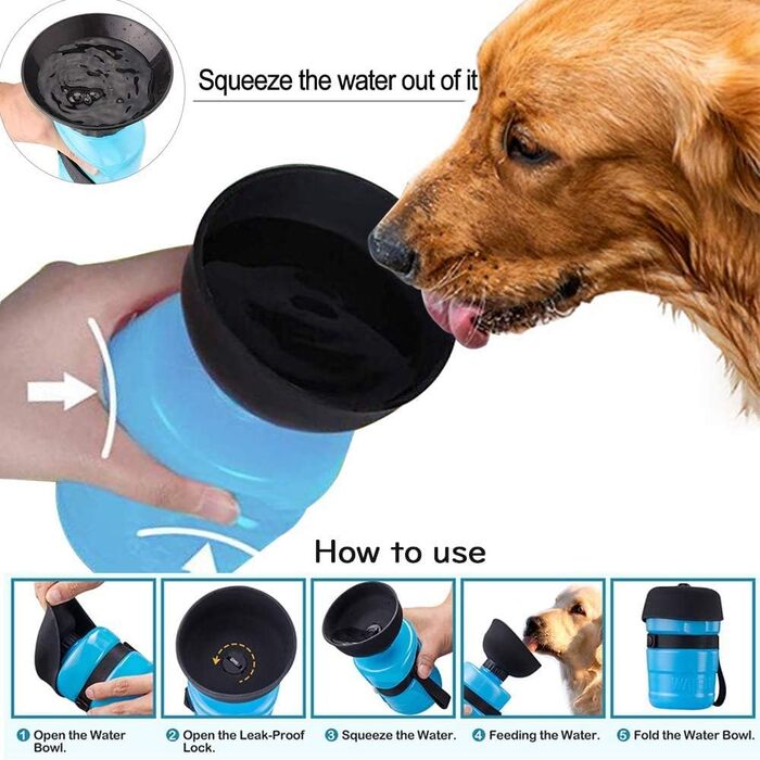 Турботрінка для собак SZRWD, 520 мл: портативна пляшка для води без BPA, для подорожей та прогулянок