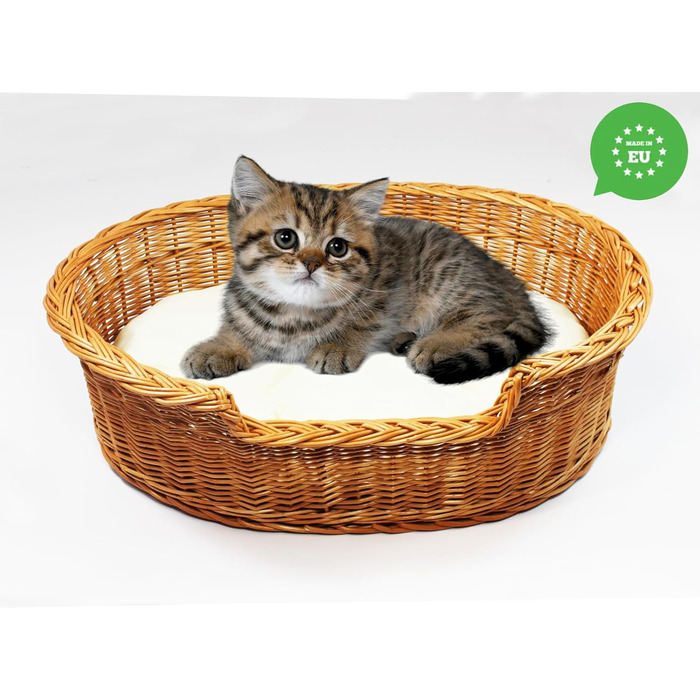 Кілимок для собак та котів з плетіння лози, 43x28x10/14 см, з подушкою Ecri