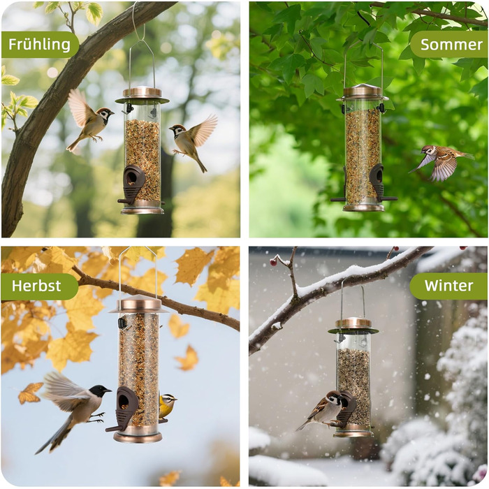 Годівниця для птахів MIXXIDEA з нержавіючої сталі, для саду та двору, 2 шт. (мідь)