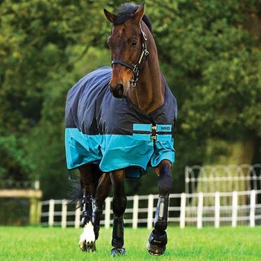 Водонепроникна кінська попона Horseware Mio Turnout Lite, чорна з бірюзовим, HW 20