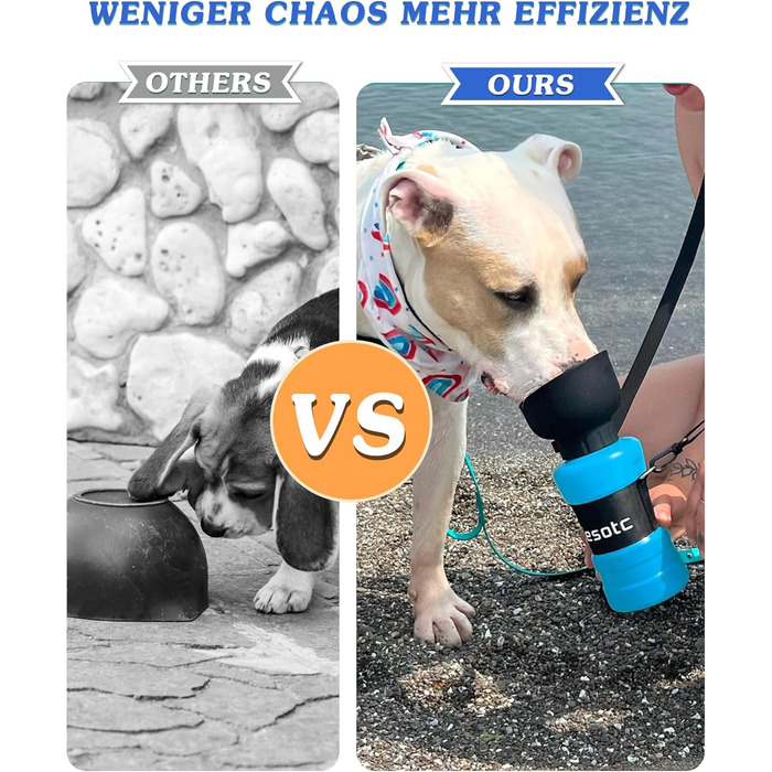 Складана пляшка для води для собак Lesotc 1000 мл, витоку немає, блакитна