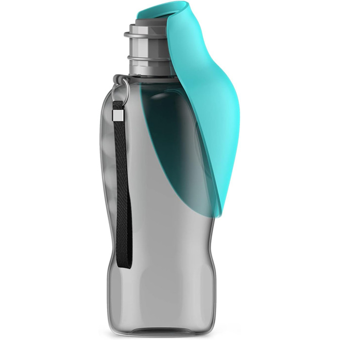 Водяна пляшка для собак Kalimdor: витокозахисна, портативна, 765 мл, блакитна. З мискою для корму, ідеально для прогулянок, подорожей.