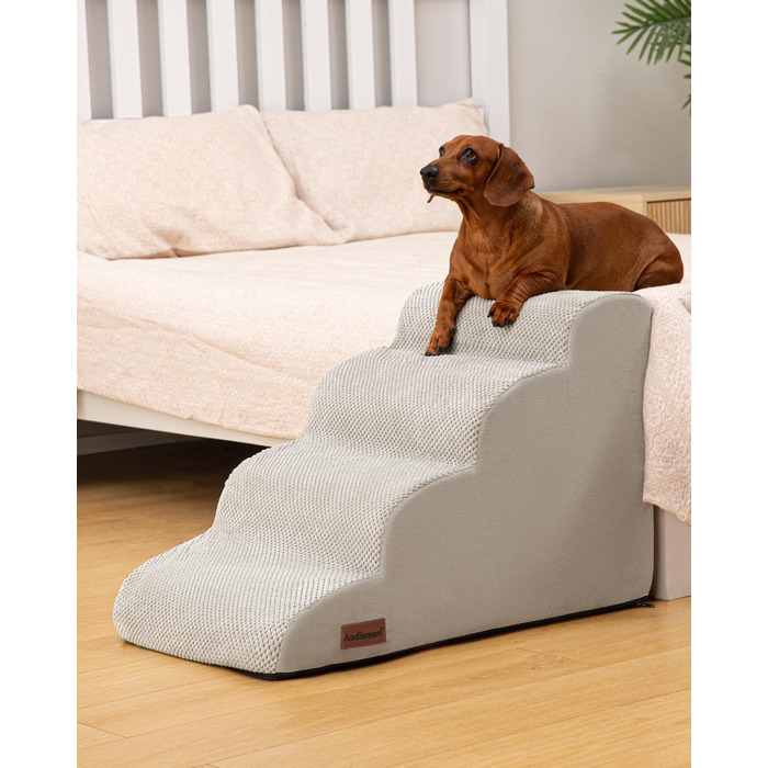 Сходинки для собак та котів до ліжка/дивану, 4-ступеневі, сірого кольору, 44.2 см, зручні та довговічні