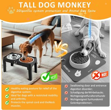 Підвищений годівниця для собак з регулюванням висоти, 5 рівнів, для малих, середніх та великих собак, годівниця-станція з 2 мисками з нержавіючої сталі, складна та протиковзка, для здоров'я суглобів та без BPA