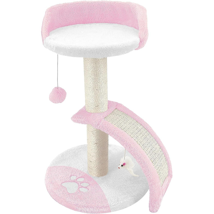 Дерев'яний кігтечка для котів Beltom® Kratzbaum 54 см, рожево-білий