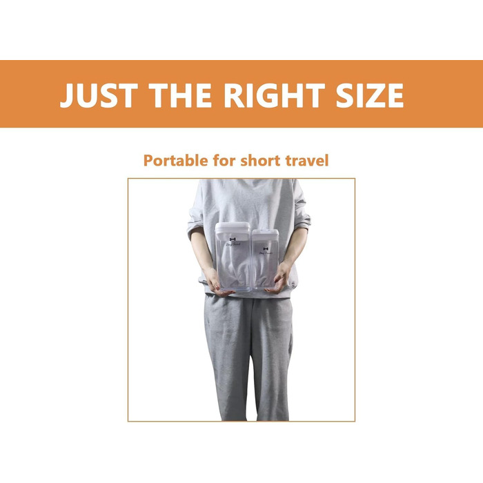 Набір контейнерів для корму для собак (2 шт.) – повітряний, BPA-free, прозорий, для ласощів та сухого корму