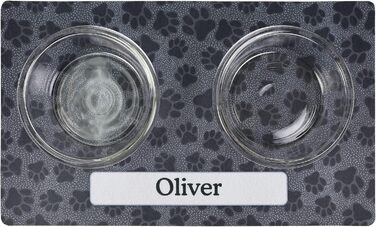 Килимок для годівлі домашніх тварин Drymate Paw Dots - чорний, 30x60 см (для собак та котів)