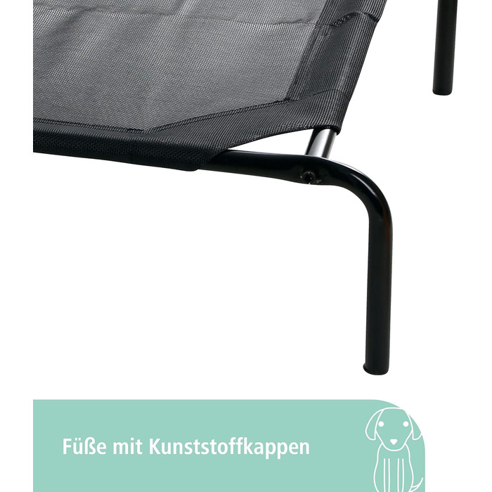 Лежанка для собак Kerbl Pet Vacation, чорна, 107x65x20 см, метал, поліестер, вологостійка, міцна