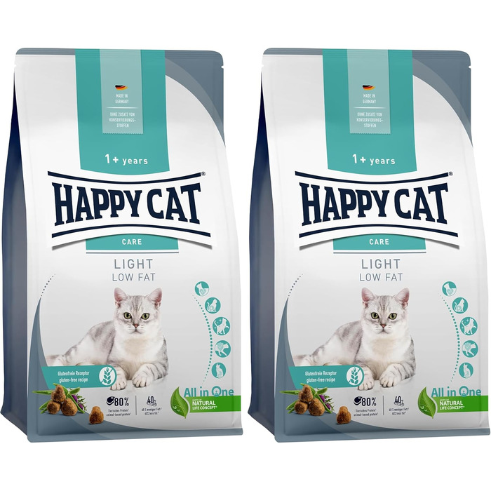Сухий корм для котів Happy Cat Care з качкою для чутливого травлення, 1.3 кг (набір 2 шт)