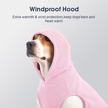 Теплий флісовий світшот-худі IECOii для великих собак, рожевий, 4XL. Комфортний пуловер з капюшоном для холодних днів, підходить для доберманів та інших великих порід.