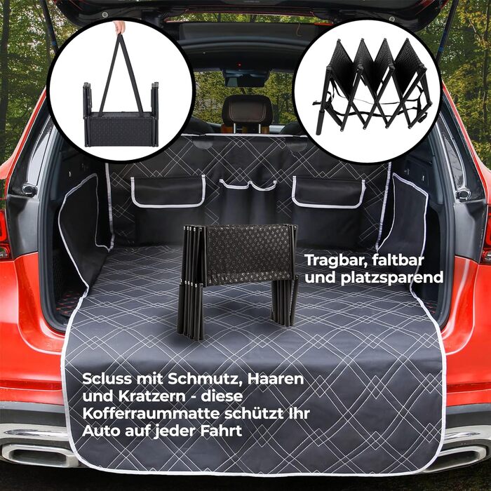 Рампа для собак у багажник авто з захистом, 4 сходинки, 55–76 см, до 70 кг, складана, з килимком