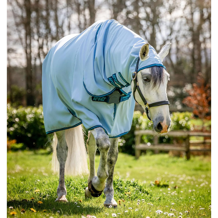 Протикомарна накидка для лошадей Horseware Amigo Ripstop Hoody, 155 см, Azure Blue/Navy & Electric Blue