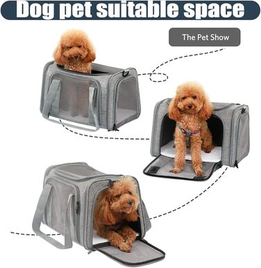 Транспортна сумка для тварин, переноска для собак та котів, складана переноска для подорожей, сіра (L)