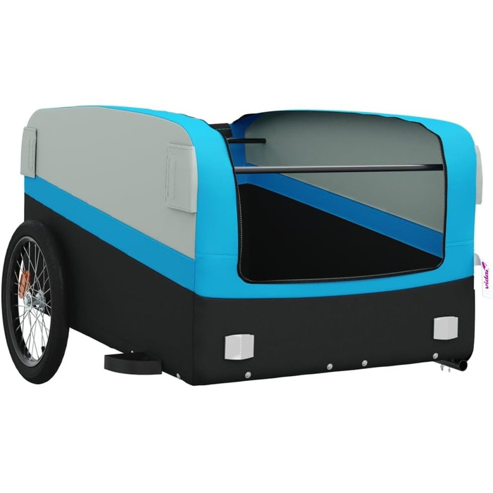 Причіп для велосипеда, причіп для собак, вантажний причіп 45 кг, чорний та синій, для покупок, компактна упаковка, проста збірка