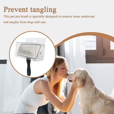 Щітка для собак та котів, видаляє підшерстя, масажна, з металевими голками