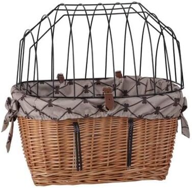 Ретро кошик для велосипеда з кришкою, плетіння з лози, переноска для тварин з підкладкою з тканини