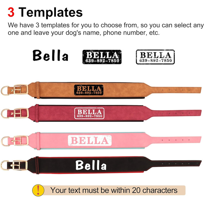 Нашийник для собак середніх та великих порід PET ARTIST з міцної шкіри PU, регульований, з металевою застібкою, для Пітбулів та великих собак, чорний, L (43-51 см)