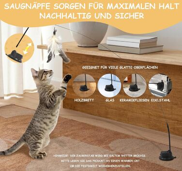 Інтерактивна іграшка для котів Hengsong: 2 шт. з дзвоном, пір'ям, м'ячиком. Розвиваюча іграшка для котів, кольорова, сучасна