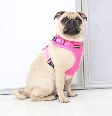 Шлея Puppia Neon для малих і середніх собак, регульована, м’яка, антибуксирна, для цуценят, рожева, розмір M