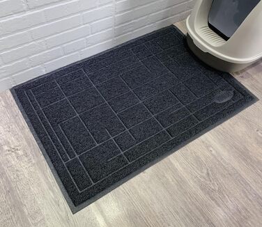 Килимок для котячого туалету VIVAGLORY, сірий, 90х60 см. Килимок для котячого лотка, миючий, підкладка, ловильник наповнювача.