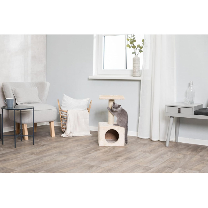 Дряпка для котів TRIXIE Zamora 60 см, бежева – котячий будиночок, зручна лежанчинка, стабільна конструкція