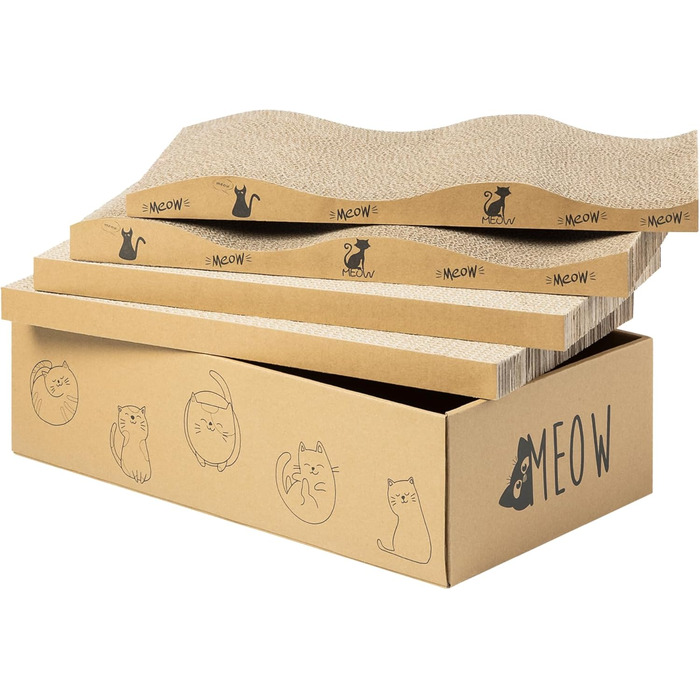 Котячий когтетоп Navaris 4-в-1 - іграшка для котів, когтеточка з картонної хвилястої гофрованої паперу, проста у збірці, багатофункціональна