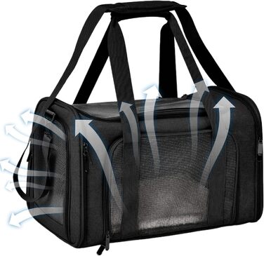 М'яка переноска для котів та собак, чорна | Переноска для тварин, дихаюча, складна, для подорожей