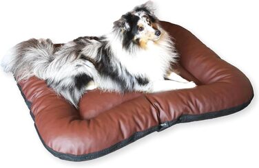 Ліжко для собак середніх порід 4L Textil Ella з штучної шкіри, водонепроникний матрац (90x70 см, коричневий)